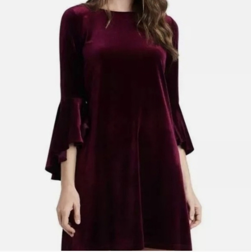 NWT MSK Velvet Bell Sleeve Dress Womens Size M